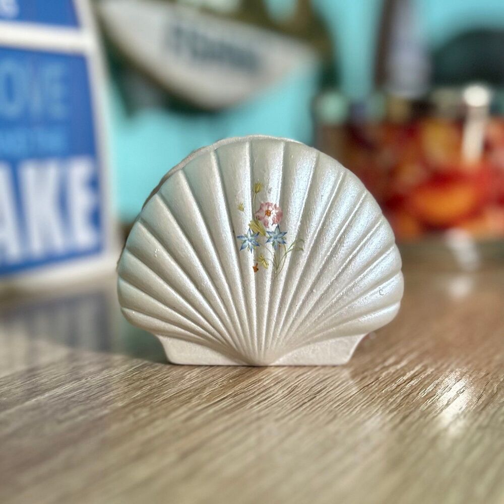 VTG Italian Berger Floral Butterfly Seashell Nautical Trinket Accent Piece - Picture 5 of 10